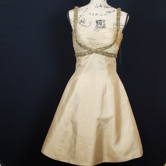 Chris Kole Couture silk gold gown style 4473 sz 6 - Picture 2 of 8